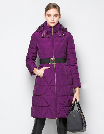 ports/宝姿时尚休闲连帽修身保暖羽绒服 dark purple