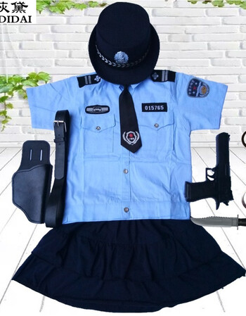 儿童警察服演出服小孩交警制服幼儿园男女小军装小公安表演服套装 女