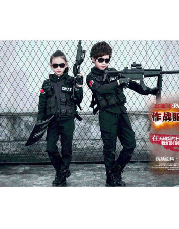 男装 工装 deciuhlae 小特警玩具枪套装备男孩警察万圣节儿童服装黑猫