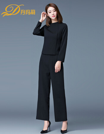 丹玛莉品牌女装2017冬装新款阔腿裤套装女两件套高档气质时尚套装潮