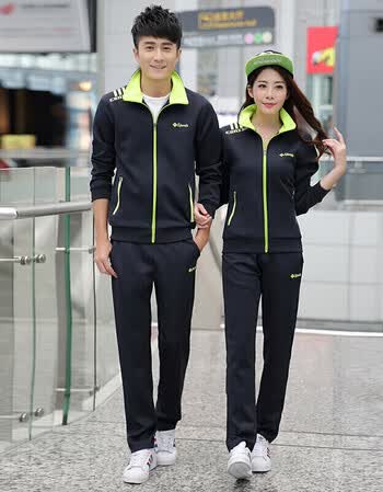 潮男森马春秋季情侣运动套装男女两件套南韩丝跑步运动服运动服套装潮