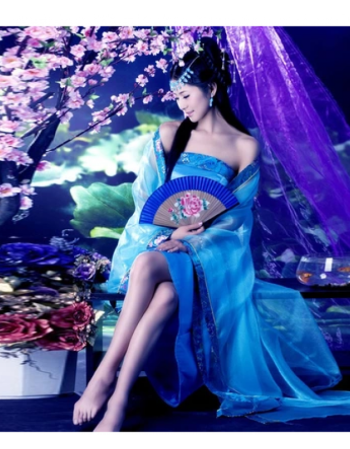 汉服女古装服装公主仙女清新淡雅广袖薄纱性感飘逸中国风演出服女ljy