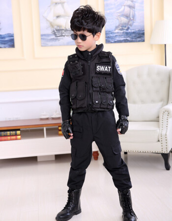 男童野战特种兵套装黑色儿童特警衣服装备短长袖警察小交警演出服