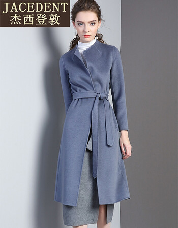 2017冬季新款双面羊绒大衣修身宽松显瘦收腰毛呢外套女中长款过膝