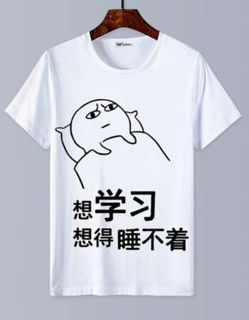 学习短袖t恤 沉迷学习 搞笑表情包二次元动漫衣服男女班服夏qd 【14】