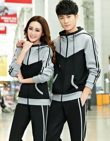 优衣库2016新款运动套装男春秋款情侣运动装女大码卫衣男跑步安踏特步