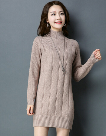 派尼美特秋冬女装羊绒衫2017韩版新款半高领毛衣套头修身显瘦中长款