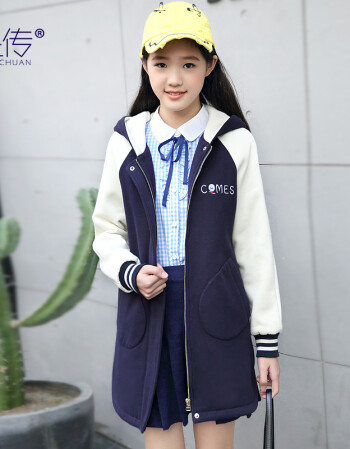 少女冬装中学生卫衣外套女韩版学院风初中生中长款棒球服加厚高中