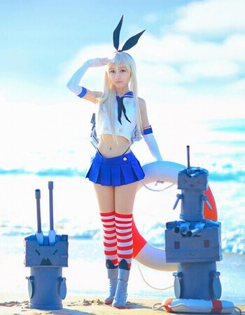 舰队collection舰娘岛风cos水手服制服诱惑兔女郎动漫