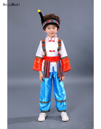 儿童演出服装男女童表演服 幼儿园少数民族舞蹈服装彝族云南傣族 720