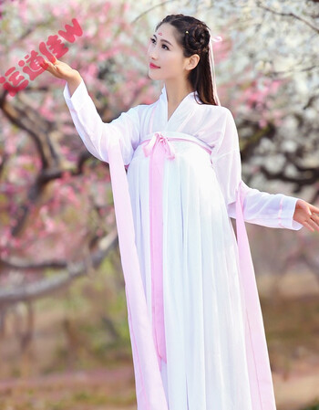汉服女 古装 古装仙女对襟齐胸襦裙 广袖唐装汉服古筝