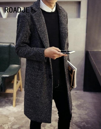 韩国羊绒大衣男青年中长款学生秋冬季韩版加厚帅气百搭毛呢子外套 深
