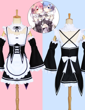 的异世界生活雷姆拉姆女仆动漫cosplay服装全套现货 蓝色蕾姆假发 s