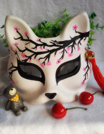 阿坡饵cos手绘和风日式古典手工艺猫脸狐狸面具动漫展
