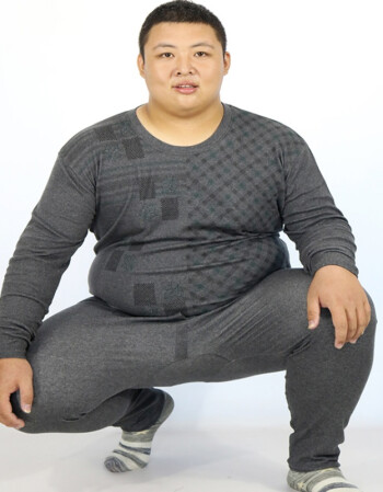 大码冬装男装秋衣裤套装加肥加大码胖子肥佬内衣特大号胖人打底棉 新