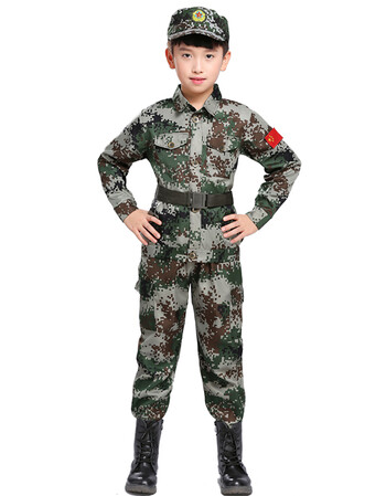 阿坡饵儿童迷彩服套装幼儿中小学生军训服消防员特种兵演出服男女童