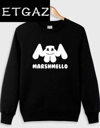 marshmallowlogo,marshmallowman 棉花糖卫衣 音乐dj电音男女外套秋冬上衣无帽外套 黑色-棉花糖logo l