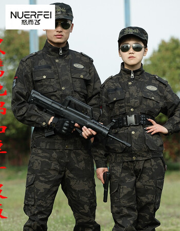 军装战术野战作训服装工作服特警作战服武警军装 黑鹰迷彩(送运动棉袜
