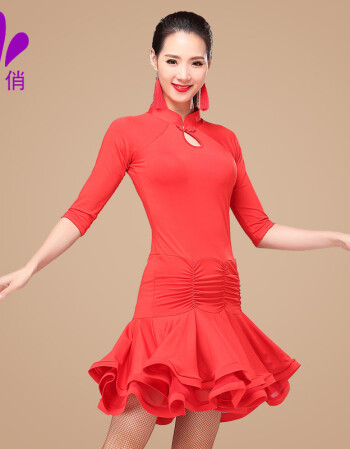 阿坡饵舞蹈服新款广场舞连衣裙服装春夏装 套装拉丁舞蹈套裙演出服