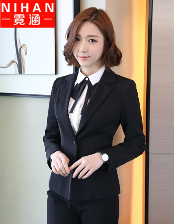 新款黑色正装工作服冬季职业装女装套装 黑西装 白衬衫779 西裤 短裙
