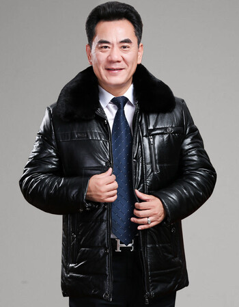 老年人棉袄保暖爸爸冬装外套男士棉服爷爷加绒加厚皮棉衣男 8818黑色