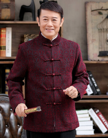 中老年春秋平绒外套中国风唐装婚礼喜庆礼服爸爸爷爷生日衣服装男 735