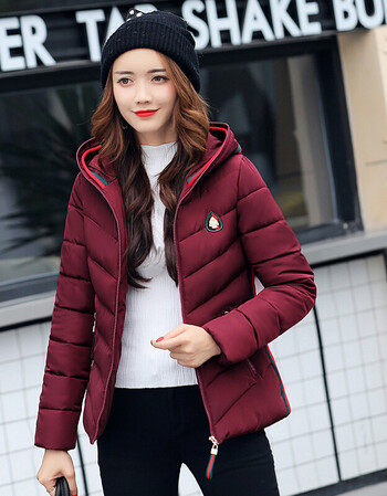 棉衣女韩版潮羽绒棉服短款加厚小棉袄学生冬季女外套 酒红色 l