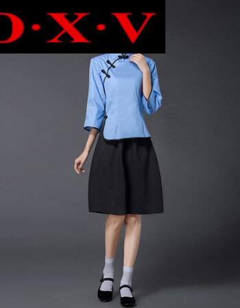 o·x·v时尚潮流百搭新款民国学生装中长裙女五四青年