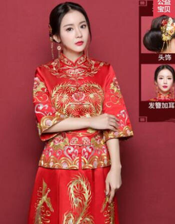 夏尔维纳新娘礼服唐装汉服中式结婚嫁衣婚服古装女古代公主红色皇后