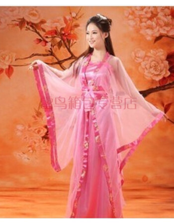 古装武侠小龙女广袖飘逸仙女演出服装女汉服齐胸襦裙 粉色镶边=全套