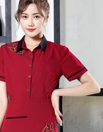 2018新酒店火锅店服务员短袖饭店餐厅酒楼前台收银员工作服夏装男女