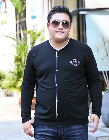 男装 宽松特体加肥加大码秋衣 大胖子 大号长袖v领t恤