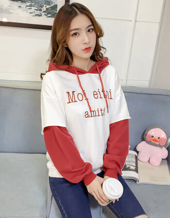 韩版2018新款韩版慵懒风学院风初中学生卫衣女春秋装薄款连帽宽松外套