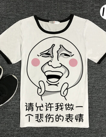内涵段子t恤短袖男女暴走漫画恶搞笑表情包带文字情侣