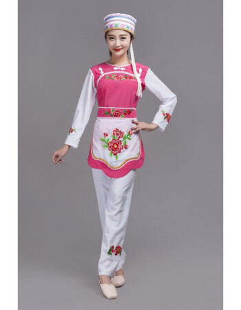 彩衣朵朵少数民族服装女装苗族民族服装彝族舞蹈演出服白族服 玫红色