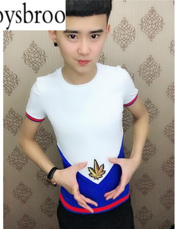 koysbroo2018新款快手红人李耀阳同款修身短袖男社会人半袖精神小伙