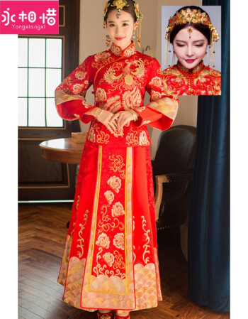 同款新娘秀禾服结婚嫁衣中式修身礼服敬酒服春款龙凤褂时尚简约百搭