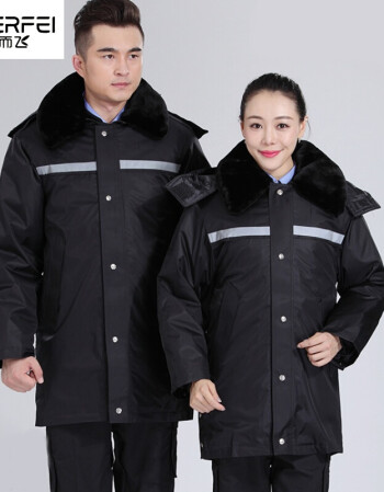 警服冬装保安大衣冬季加厚工作服反光条棉衣保安服冬装多功能大衣男
