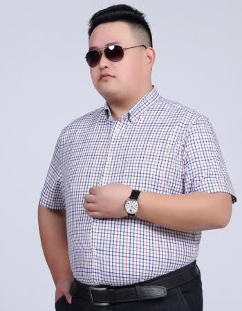 商务中老年体短袖衬衫加肥号215胖男上衣 橘色 210