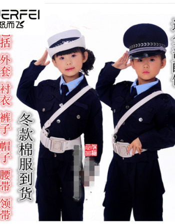 儿童警察服黑猫警长衣服小警察演出服男童幼儿园交警警官服装军装战狼