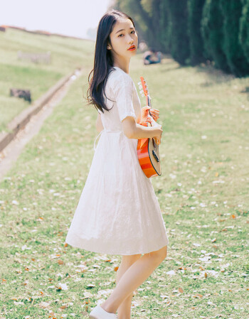 阿坡饵小个子白色仙气连衣裙女2017新款夏韩版森女系学生文艺小清新