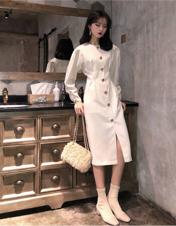 法式少女连衣裙复古文艺范女装森系学院风bf裙子原宿佛系衣服 深蓝色