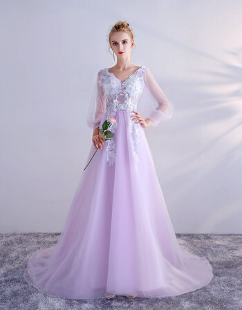 裙女2018新款夏端庄大气粉色长款2017聚会派对生日高贵 紫色拖尾款