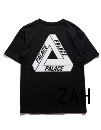 滑板潮牌palace life三角形字母美式男女圆领短袖t恤纯棉打底衫 黑色