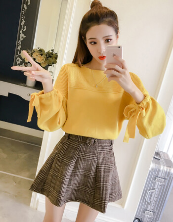 秋季套装女装时尚气质韩版学生00后小清新半身裙秋冬款时髦两件套 单