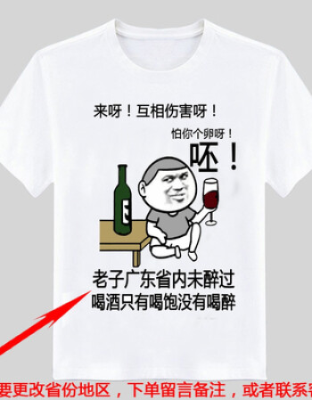 短袖男女恶搞笑金馆长个性表情包带文字衣服夏季 桔红色 喝酒改地址