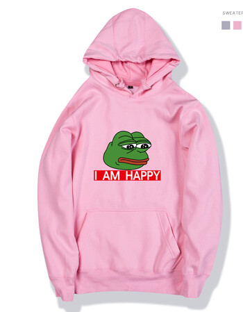 悲伤蛙sad frog表情包连帽卫衣加绒潮牌外套帽衫男士情侣装 粉 xxl