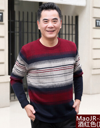 秋冬季中年爸爸装加绒加厚男士40-50岁老人中老年圆领