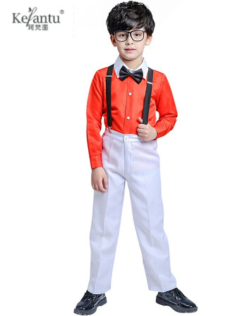 舞舞台演出服男女学生演讲现代舞演出服长短袖大合唱服装新 男红色