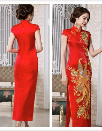 维纳礼仪旗袍2018新款新娘敬酒服迎宾礼服礼仪小姐服装红色短款旗袍女